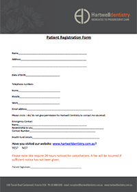 New patient registration form